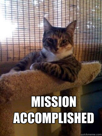 Mission Accomplished  The Most Interesting Cat in the World