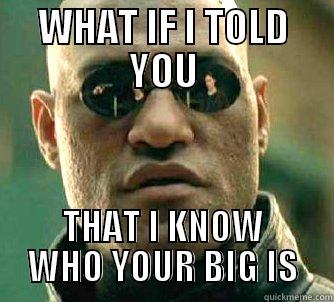 WHAT IF I TOLD YOU THAT I KNOW WHO YOUR BIG IS Matrix Morpheus