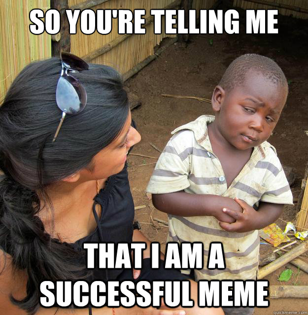 So you're telling me that i am a successful meme  Skeptical 3rd World Child