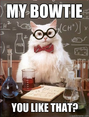 my bowtie you like that?  Chemistry Cat