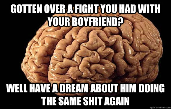 Gotten over a fight you had with your boyfriend? Well have a dream about him doing the same shit again  Asshole Brain