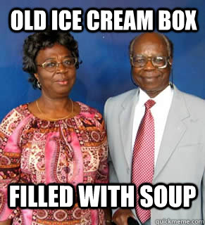 old ice cream box filled with soup   African Parents