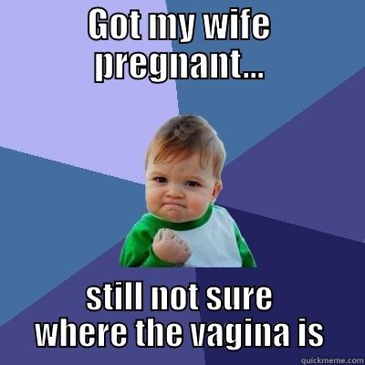 GOT MY WIFE PREGNANT... STILL NOT SURE WHERE THE VAGINA IS Success Kid