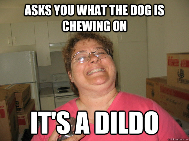 ASKS YOU WHAT THE DOG IS CHEWING ON IT'S A DILDO  
