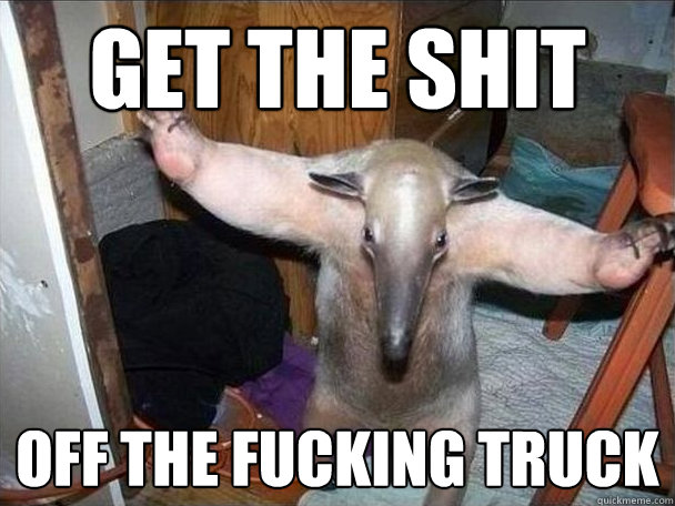 GET THE SHIT OFF THE FUCKING TRUCK  I got this