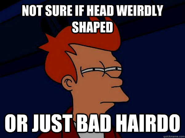 Not sure if head weirdly shaped Or just bad hairdo  