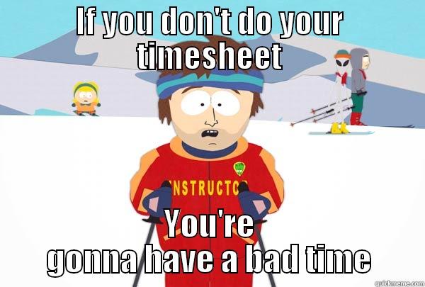 IF YOU DON'T DO YOUR TIMESHEET YOU'RE GONNA HAVE A BAD TIME Super Cool Ski Instructor