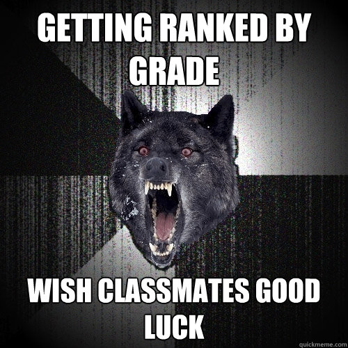 getting ranked by grade wish classmates good luck  Insanity Wolf