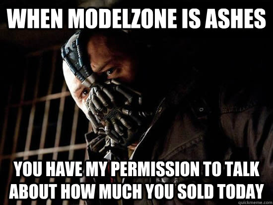 when modelzone is ashes you have my permission to talk about how much you sold today  Condescending Bane