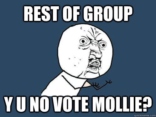 Rest of group y u no vote mollie?  Y U No