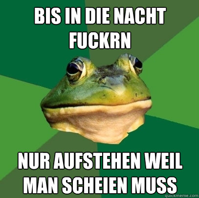 bis in die nacht fuckrn nur aufstehen weil man scheißen muss  Foul Bachelor Frog