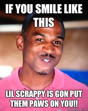 if you smile like this lil scrappy is gon put them paws on you!!  