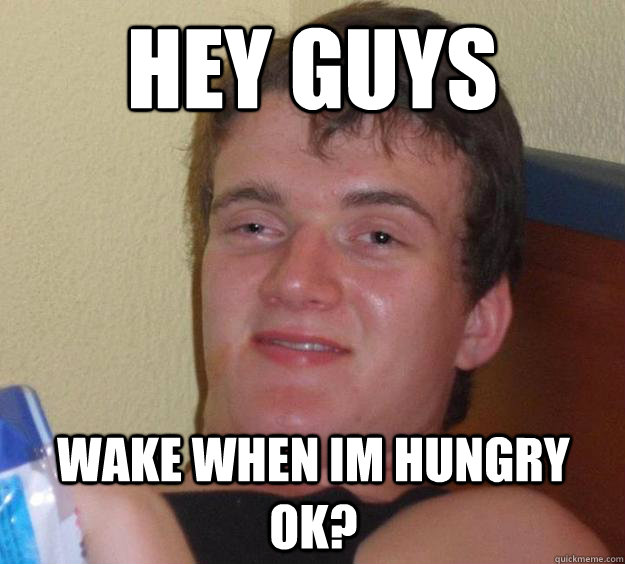 hey guys wake when im hungry ok?  10 Guy
