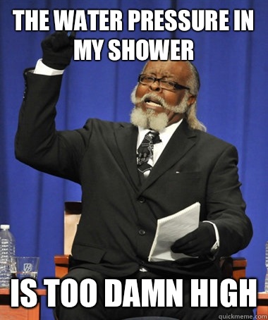 The water pressure in my shower Is too damn high  The Rent Is Too Damn High