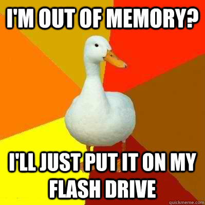I'm out of memory? I'll just put it on my flash drive - I'm out of memory? I'll just put it on my flash drive  Tech Impaired Duck