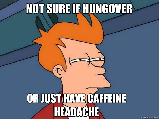 NOT SURE IF HUNGOVER OR JUST HAVE CAFFEINE HEADACHE  Futurama Fry