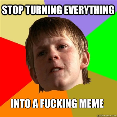stop turning everything into a fucking meme  Angry School Boy