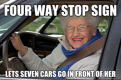 four way stop sign lets seven cars go in front of her  South Florida Driver