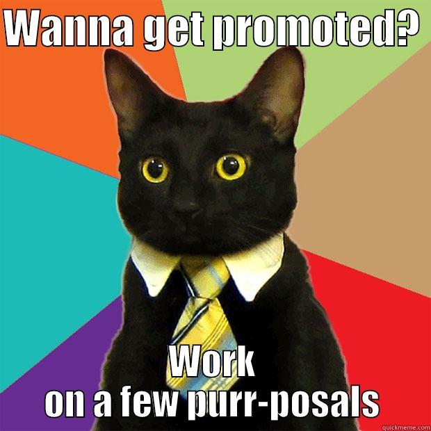 WANNA GET PROMOTED?  WORK ON A FEW PURR-POSALS Business Cat