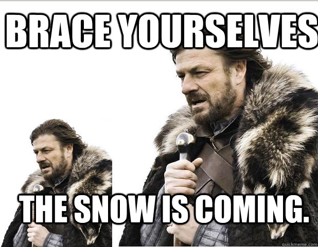 Brace Yourselves the snow is coming.  