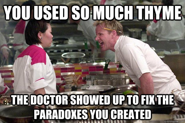 YOU USED SO MUCH THYME THE DOCTOR SHOWED UP TO FIX THE PARADOXES YOU CREATED - YOU USED SO MUCH THYME THE DOCTOR SHOWED UP TO FIX THE PARADOXES YOU CREATED  Misc