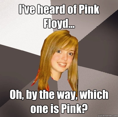 I've heard of Pink Floyd... Oh, by the way, which one is Pink? - I've heard of Pink Floyd... Oh, by the way, which one is Pink?  Musically Oblivious 8th Grader