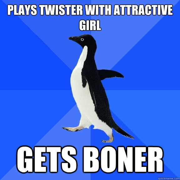 Plays twister with attractive girl Gets boner  Socially Awkward Penguin