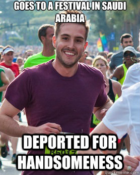 Goes to a festival in saudi arabia deported for handsomeness   Ridiculously photogenic guy