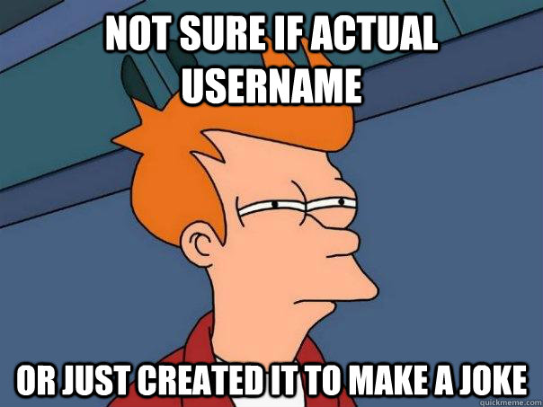 Not sure if actual username Or just created it to make a joke - Not sure if actual username Or just created it to make a joke  Futurama Fry