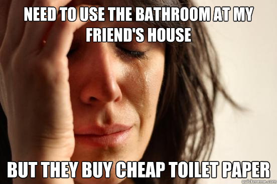 need to use the bathroom at my friend's house but they buy cheap toilet paper  First World Problems