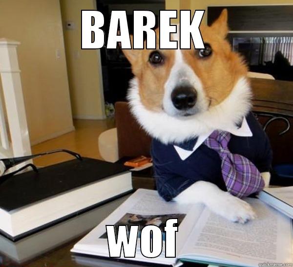 BAREK WOF Lawyer Dog
