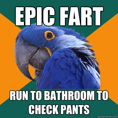 epic fart run to bathroom to check pants  Paranoid Parrot