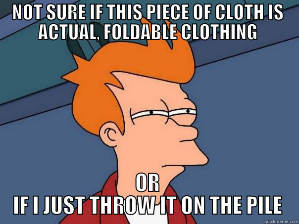NOT SURE IF THIS PIECE OF CLOTH IS ACTUAL, FOLDABLE CLOTHING OR IF I JUST THROW IT ON THE PILE Futurama Fry