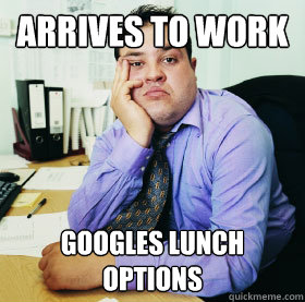 Arrives to work googles lunch options - Arrives to work googles lunch options  Fat Office worker