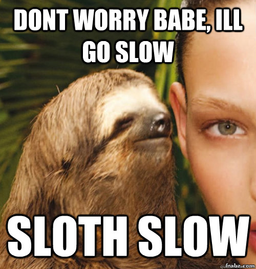 Dont worry babe, ill go slow sloth slow  rape sloth