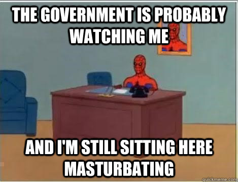 The government is probably watching me and I'm still sitting here masturbating - The government is probably watching me and I'm still sitting here masturbating  Spiderman Desk