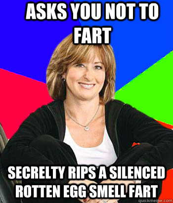 Asks you not to fart secrelty rips a silenced rotten egg smell fart  Sheltering Suburban Mom