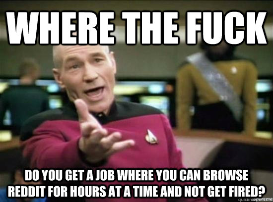 Where the fuck do you get a job where you can browse reddit for hours at a time and not get fired? - Where the fuck do you get a job where you can browse reddit for hours at a time and not get fired?  Annoyed Picard HD