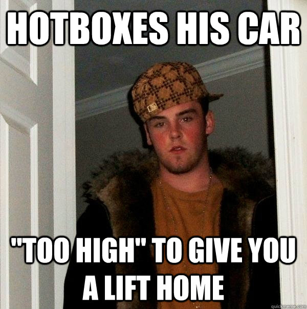 Hotboxes his car 
