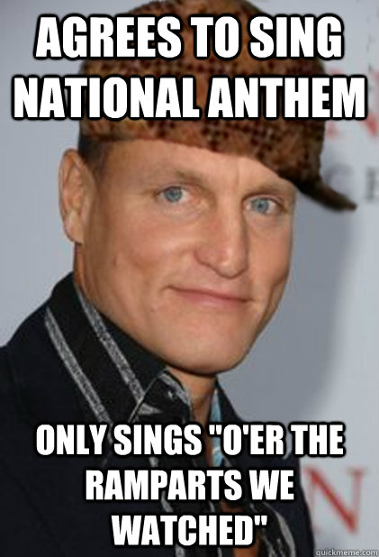 Agrees to sing national anthem only sings 