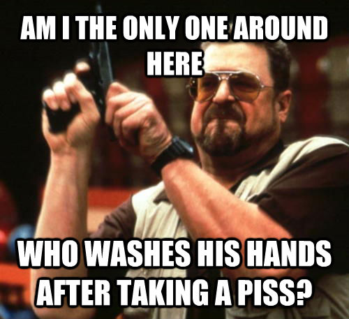 AM I THE ONLY ONE AROUND HERE WHO WASHES HIS HANDS AFTER TAKING A PISS?  Am I The Only One Around Here