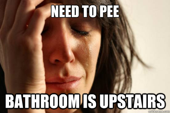 need to pee bathroom is upstairs - need to pee bathroom is upstairs  First World Problems