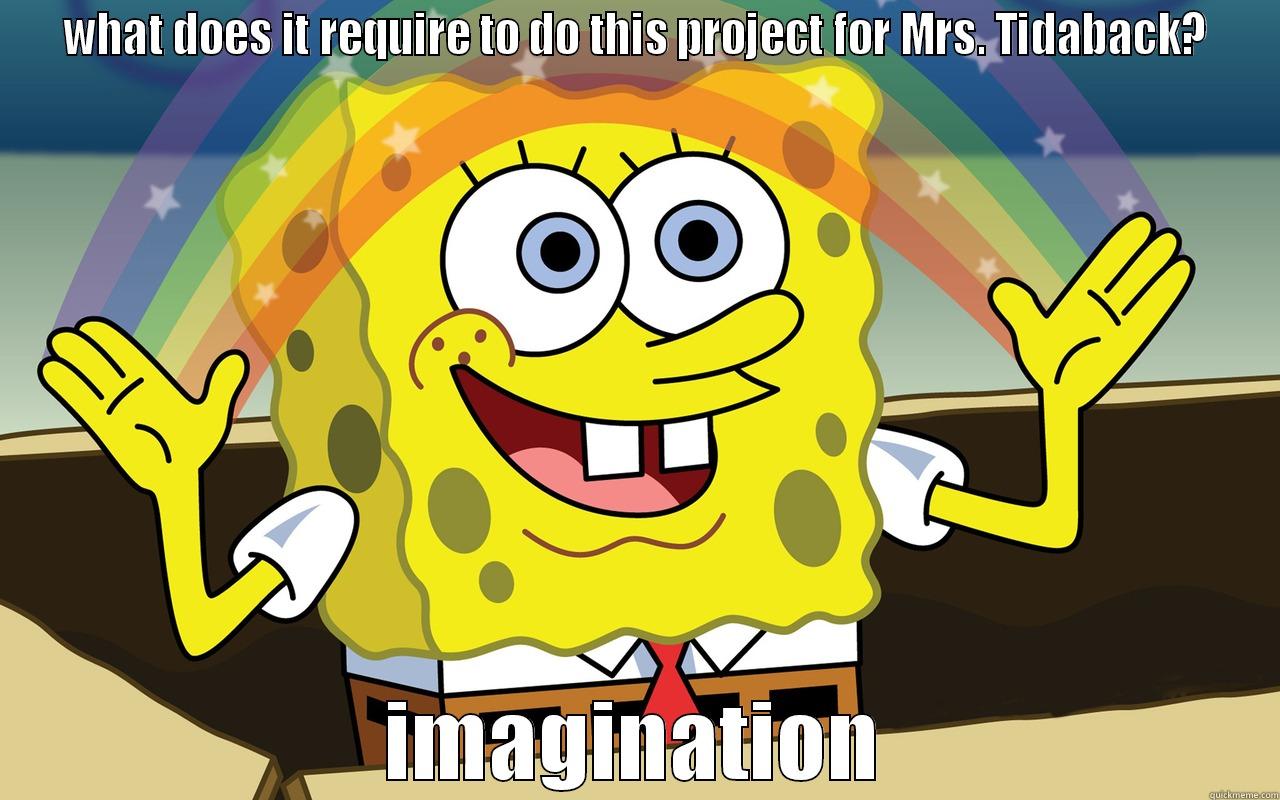 WHAT DOES IT REQUIRE TO DO THIS PROJECT FOR MRS. TIDABACK? IMAGINATION Spongebob rainbow