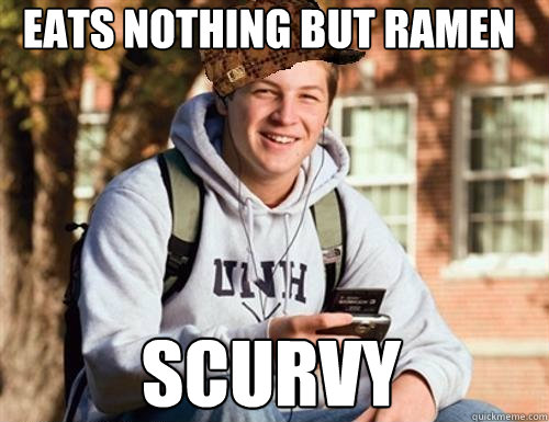 Eats nothing but ramen scurvy  College Freshman