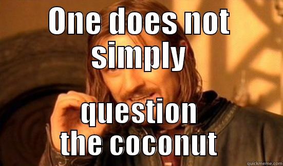 ONE DOES NOT SIMPLY QUESTION THE COCONUT Boromir