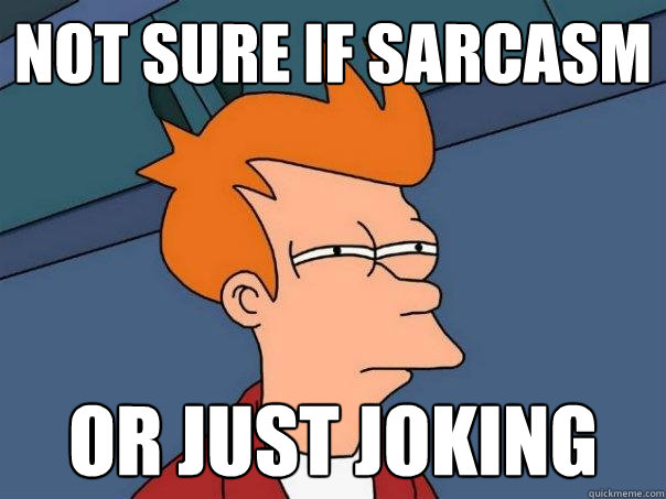 not sure if sarcasm or just joking - not sure if sarcasm or just joking  Futurama Fry
