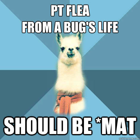 PT FLEA
FROM A BUG'S LIFE SHOULD BE *MAT  Linguist Llama