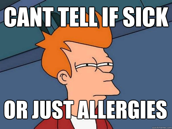 cant tell if sick or just allergies  Futurama Fry
