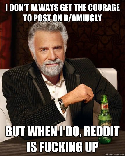 I don't always get the courage to post on r/amiugly But when I do, Reddit is fucking up  The Most Interesting Man In The World