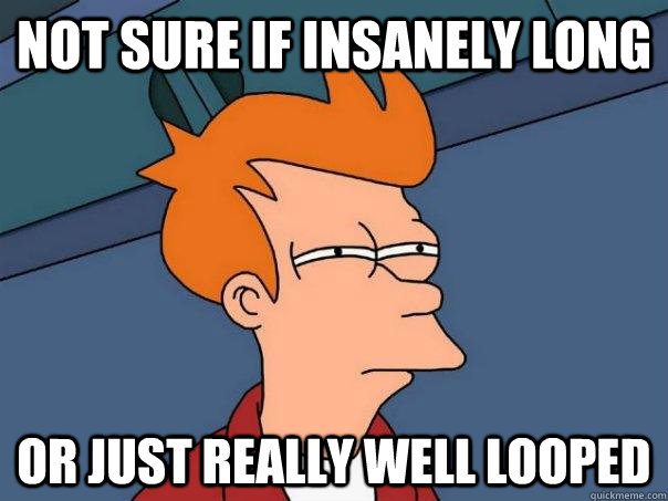 Not sure if insanely long Or just really well looped  Futurama Fry